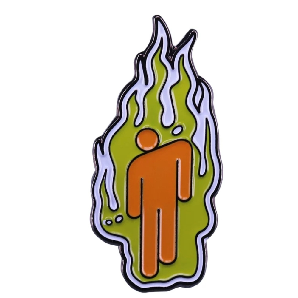 Billie Eilish Orange Green Logo Metal Pin Badge Button